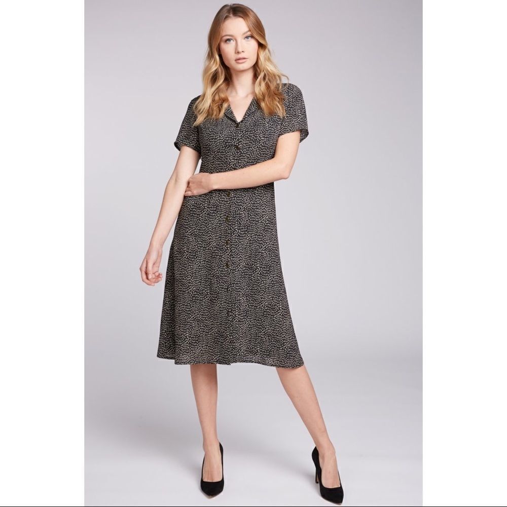 ✨ Ever Black Printed Button Down Midi Dress✨